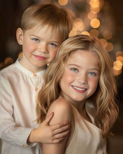 Sisters Portrait Poses, Kids Portrait Studio, Brother Sister Poses, Sibling Photography Poses, Sibling Photo Shoots, Shooting Studio, Sister Poses, Sibling Poses, Sibling Photography