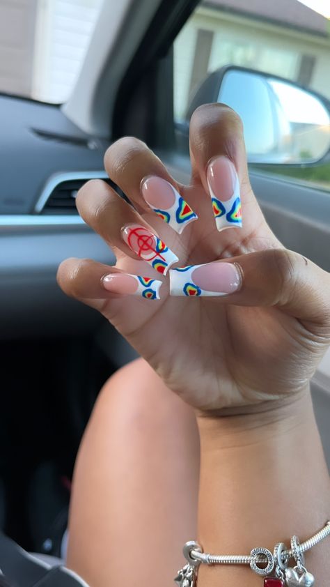 🎯 nails Hard Nails, Colored Acrylic Nails, Girly Acrylic Nails, French Tip Acrylic Nails, Short Square Acrylic Nails, Long Acrylic Nails Coffin, Acrylic Nails Coffin Pink, Unique Acrylic Nails, Long Square Acrylic Nails