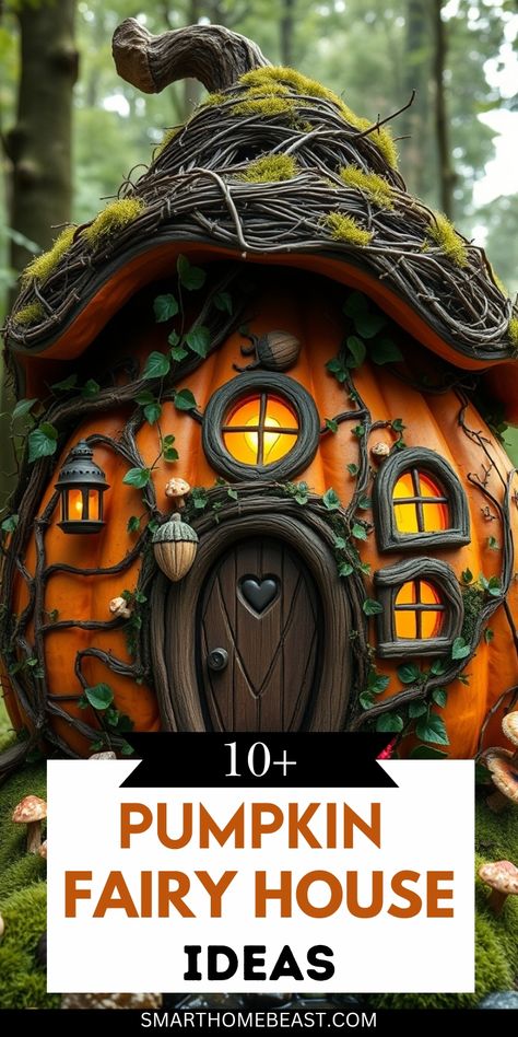 Transform your fall decor with these enchanting pumpkin fairy house ideas. Create whimsical designs with miniature doors, windows, and fairy gardens, perfect for adding magic to any space. Unleash your creativity with these unique pumpkin fairy house ideas! #FallDecor #PumpkinCrafts #FairyHouse Fairy House Ideas, Fairy Garden Pumpkin, Miniature Doors, Pumpkin Fairy House, Pumpkin Fairy, Diy Events, Fall Ornaments, Pumpkin House, Fairy House Diy