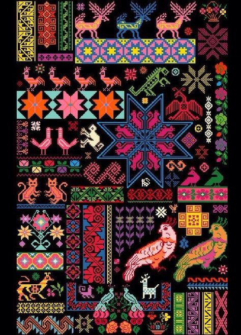 Mexico Mexican Textiles Pattern, Mexican Pattern, Mexican Textiles, Mexican Embroidery, Mexican Designs, Arte Popular, Mexican Art, Mexican Folk Art, A Cross