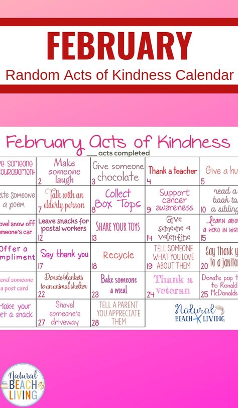 This February Random Acts of Kindness Calendar is perfect. You can use this calendar to help celebrate random acts of kindness week. Find Random Acts of Kindness Ideas and Acts of Kindness for Kids, Spread kindness around your community with a Free monthly Kindness calendar. #kindness #randomactsofkindness Acts Of Kindness Calendar, Random Acts Of Kindness Ideas, Acts Of Kindness For Kids, Kindness Calendar, Acts Of Kindness Ideas, Kindness For Kids, Kindness Week, Community Service Ideas, Kindness Ideas