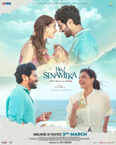 Hey Sinamika, Movie Ringtones, Dulquer Salmaan, Aditi Rao Hydari, Aditi Rao, Indian Movie, Movie Posters Design, Romantic Drama, Netflix Streaming