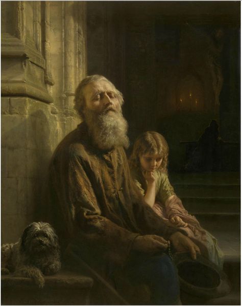 Jozef Laurent Dyckmans - "The Blind Beggar"  1851, oil on mahogany wood, Royal Museum of Fine Arts,  Antwerp, Belgium. Good Inspirational Quotes, Poetry Notebook, John Von Neumann, Entertaining Angels, Apostle John, Academic Art, Salon Art, Water Into Wine, T Art