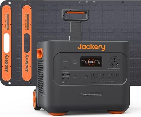 Jackery Solar Generator 2000 Plus 400W, 2042Wh LiFePO4 Battery 3000W Output, Portable Power Station with 2X200W Solar Panel, Fast Charging in 2H, Expandable for Outdoor RV Camping and Home Emergency Portable Power Station, Lifepo4 Battery, Solar Generator, Electronic Recycling, Ceiling Fan In Kitchen, Wall Outlets, Off Grid Living, Rv Camping, Green Energy