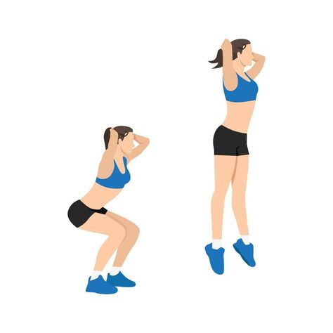 Squats Exercise, Hourglass Figure Workout, Saturday Workout, Cute Sketches, Squat Workout, Flat Vector Illustration, Jump Squats, Weekly Workout, Flat Vector