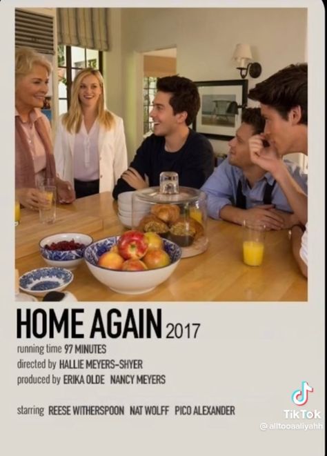 Home Again Movie, Minimalistic Polaroid Poster, Reese Witherspoon Movies, Nat Wolff, Romcom Movies, Candice Bergen, Polaroid Posters, Girly Movies, Polaroid Poster