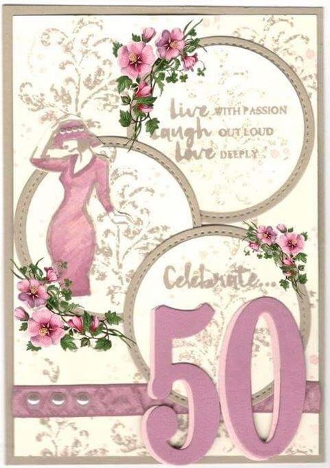 Women’s Birthday Cards Diy, 50th Birthday Card Handmade, Su 60th Birthday Cards, Birthday Card 50 Woman, Female 50th Birthday Cards, Diy Birthday Cards For Women, Stampin Up 65th Birthday Cards, Ladies Birthday Card Ideas, Diy 50th Birthday Cards For Women