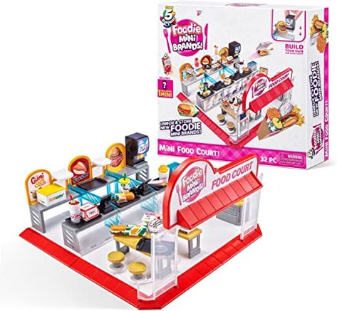 Amazon.com: 5 Surprise Foodie Mini Brands Mini Food Court Playset by ZURU, with 32 Pieces to Build + 1 Exclusive Mini, Miniature Collectible Toys, Small Toy for Kids, Teens, Adults : Toys & Games Shopkins Doll, Food Counter, Mini Brands, Budget Holidays, Toy House, Food Court, Mini Things, Mini Foods, Preschool Toys