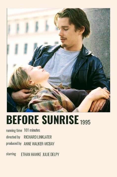 Before Sunrise Polaroid Poster, Before Sunrise Movie Poster, Before Sunrise Poster, Before Sunrise Movie, Sunrise Sticker, Richard Linklater, Before Trilogy, Indie Movie Posters, Julie Delpy