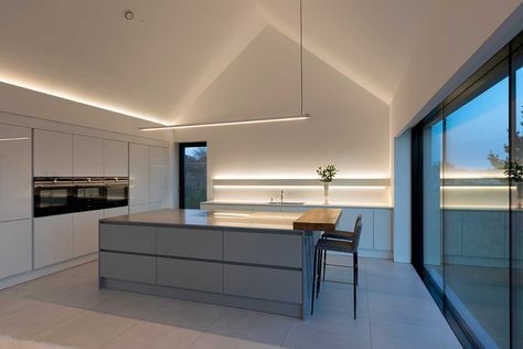 Kitchen Vaulted Ceiling Lighting, Contemporary Vaulted Ceiling, Vaulted Ceiling Lights, Vaulted Ceiling Light, Barn House Kitchen, Vaulted Ceiling Ideas, Uk Pictures, Vaulted Ceiling Lighting, House Designs Ireland