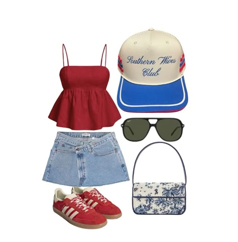 “you look like the fourth of July” Fourth Of July Outfits Aesthetic, Lana Outfits, 4th Of July Fits, Spring Holiday Outfit, Sorority Themes, July Outfits, 4th Of July Outfit, The Fourth Of July, 4th Of July Outfits