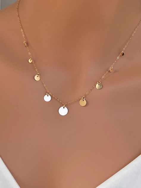 Excited to share this item from my #etsy shop: coin dangle choker - Layered Coin Necklaces - 14k Gold Fill, Silver , Rose gold fill - Round choker Necklace - Graduated Coin charm necklace Layered Coin Necklace, Coin Choker, Gold Coin Necklace, Gold Medallion, Dangle Necklaces, Protection Necklace, Rainbow Earrings, Coin Necklace, Drop Necklace