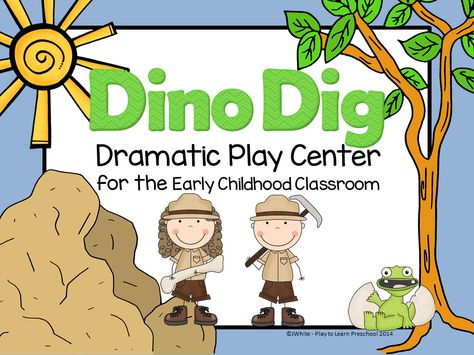 Dino Dig Dramatic Play Center Dinosaur Dramatic Play, Dinosaur Lesson, Dinosaur Theme Preschool, Dino Dig, Dramatic Play Center, Purposeful Play, Dinosaurs Preschool, Dramatic Play Preschool, Dramatic Play Area