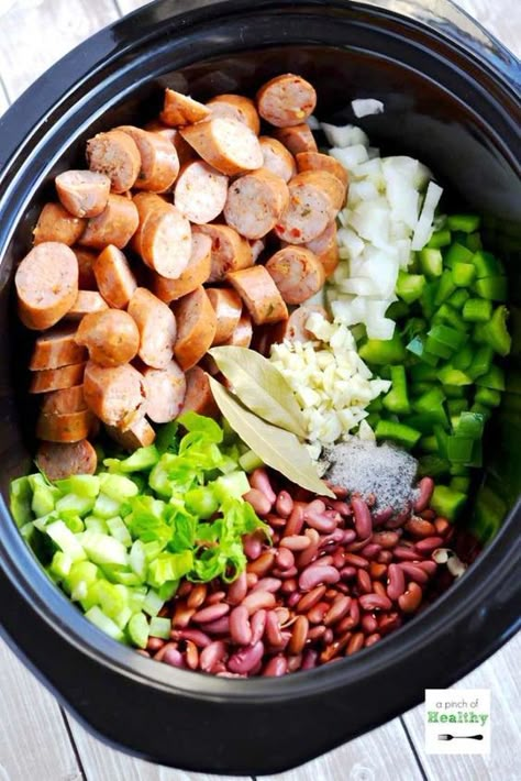 Dry Beans In Crockpot Recipes, Beans In Slow Cooker, Weekday Dinner Ideas, Slow Cooker Red Beans, Resep Makanan Beku, Red Beans And Rice, Rice And Beans, Beans And Rice, Canned Beans