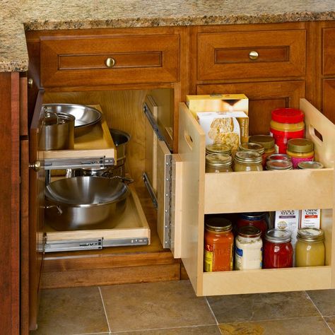 Blind Corner Cabinet Solutions, Corner Cabinet Solutions, Blind Corner Cabinet, Corner Kitchen Cabinet, Living Room Blinds, Refacing Kitchen Cabinets, Diy Blinds, Kitchen Blinds, New Kitchen Cabinets