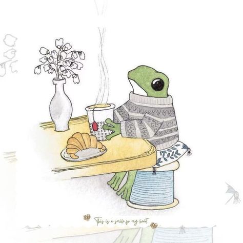 📌 June 22, 2024       @ColleSemplice Animals With Clothes Drawing, Animals In Clothes Illustration, Frog Art Cute, Cute Frog Illustration, Quirky Drawings, Cute Art Prints, Frog Art, A Frog, Cute Frogs