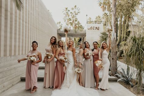 From online showrooms to at-home try-ons to custom sizing, we've rounded up the best places to buy bridesmaid dresses online! Baja Wedding, Acre Baja, Bridesmaid Separates, Cheer Dress, Trendy Bridesmaids, Bridal Squad, Beautiful Bridesmaid Dresses, Mismatched Bridesmaid Dresses, Boho Bridesmaid