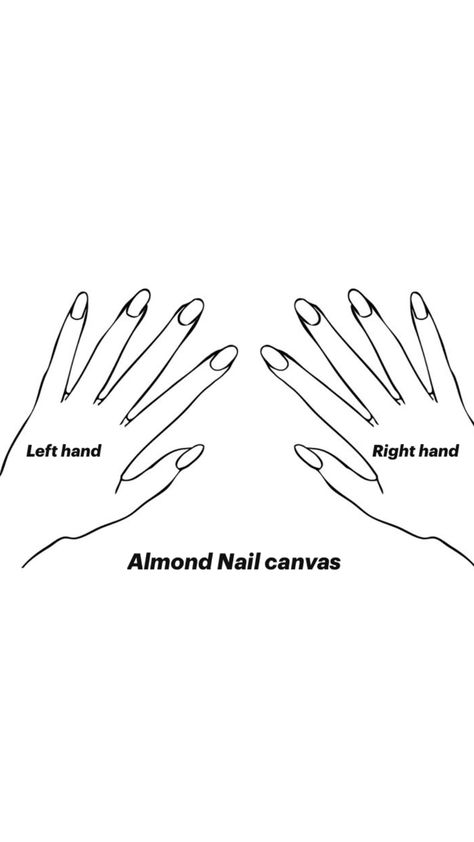 plain blank almond nail canvas template with both hands with a black outline and white background Nail Template, Hand Outline, White Almond Nails, Canvas Template, Nail Room, Almond Nail, Black Nails, Almond Nails, Makeup Nails