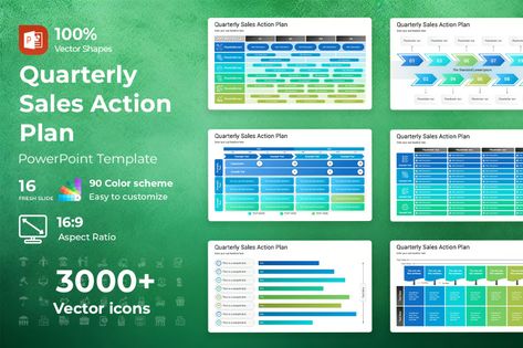 Quarterly Sales Action Plan PowerPoint Template Incl. strategy & goals - Envato Sales Plan Template, Sales Plan, Implementation Plan, Marketing Metrics, Action Plan Template, Marketing Concept, Power Point Template, Action Plan, Vector Shapes