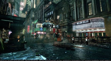 ArtStation - Bladerunner Scene - Old Work 2009, Ilya Nedyal Run Down City, Blade Runner Wallpaper, Ville Cyberpunk, Desktop Background Images, Cyberpunk City, Arte Cyberpunk, Science Fiction Film, Futuristic City, Blade Runner