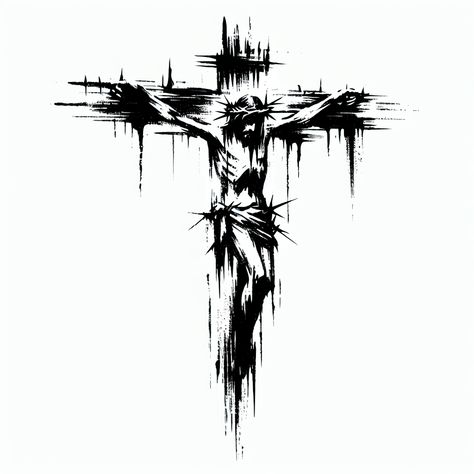 Sketch "Marca Del Sacrificio" Tattoo Design | TattooCanvas.com Jesus Cross Tattoo, Jesus Tattoo Ideas, Cross Tattoos For Men, Acab Tattoo, Tattoo Jesus, Unique Cross Tattoos, Spiritual Svg, Jesus Tattoo Design, Family Quotes Tattoos