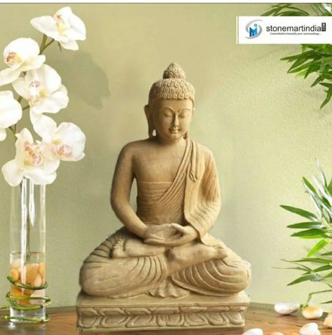 Buddha statue for home decor Dhyana Mudra, Meditating Buddha Statue, Stone Buddha Statue, Lotus Sculpture, Meditation Pose, Meditating Buddha, Buddhist Shrine, Meditation Poses, Meditation Center