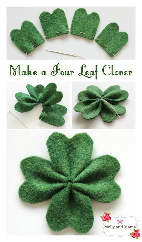 How to Make a 4 Leaf Clover - quick and easy felt project for St. Patrick's Day Diy St Patrick's Day Crafts, Fete Saint Patrick, St Patricks Crafts, St Patricks Day Crafts For Kids, St Patrick's Day Decorations, St Patrick's Day Crafts, Holiday Crafts For Kids, Saint Patrick's Day, Saint Patrick