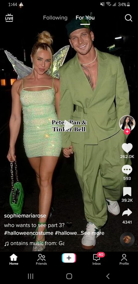 Peterman And Tinkerbell Costume, Tinker Bell Peter Pan Costumes, Tinker Bell Couples Costume, Tinkerbell Peter Pan Costume, Peter Pan And Tinkerbell Costume Couple, Tinkerbell And Captain Hook Costume, Tinker Bell And Peter Pan Costume, Peter Pan Tinkerbell Costume, Tinkerbell And Peter Pan Costume