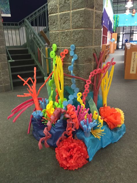 One of 2 “coral reefs” for “Dive Into Reading” theme. Ocean Commotion Vbs, Submerged Vbs, Theme Jungle, Value Of Life, Answers In Genesis, Under The Sea Decorations, Mermaid Theme Birthday Party, Sea Decor, Vbs Crafts