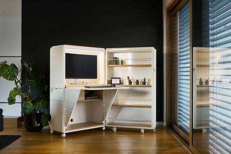 THE GENIUS design | movo-office Mini Office, Small Home Offices, Mobile Office, Desktop Setup, Small Home Office, Smart Furniture, The Genius, Home Office Setup, Office Setup