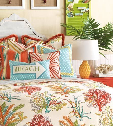 Beautiful Beach Bedding Collections for beach enthusiasts: http://beachblissliving.com/beach-bedding-collections/ Cottage Coastal, Tropical Bedrooms, Beach Bedding, Dream Beach Houses, Beach Room, Coastal Living Rooms, Coastal Bedrooms, Beach Cottage Decor, Beach Bedroom