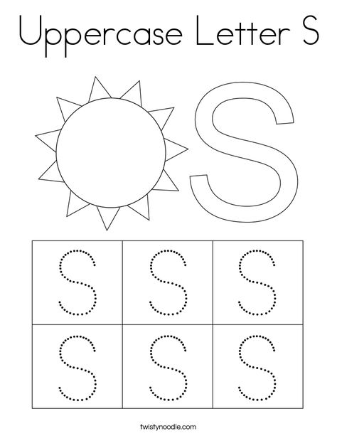 Uppercase Letter S Coloring Page - Twisty Noodle Preschool Letter Sound Activities, Letter S Tracing, Letter S Worksheet, S Worksheet, Preschool Letter S, Letter S Activities, Letter Sounds Preschool, Letter S Worksheets, Jolly Phonics Activities