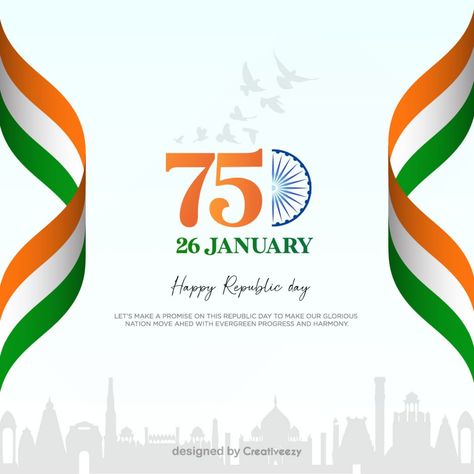 republic-day-wishes-with-indian-flag-and-monuments-vector-design Republic Day Wishes Indian, Republic Day Greetings, Republic Day Wishes, Indian Flag Colors, Indian Republic Day, Republic Day Photos, Ashoka Chakra, Photoshop Creative, Happy National Day