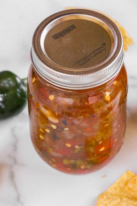 Pablano Pepper Salsa Recipe, Roasted Poblano Salsa, Poblano Pepper Canning Recipes, Red Poblano Pepper Recipes, Poblano Pepper Sauce, Pablano Pepper Canning Recipes, Plabano Pepper Recipes, Plabano Pepper Recipe, Poblano Pepper Salsa