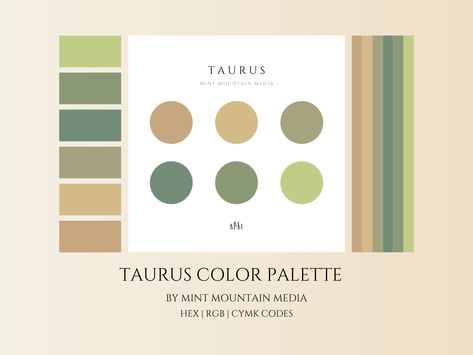 Taurus Color Palette, Taurus Colors, Zodiac Sign Colors Palette, Astro Aesthetic, Color Palette Brand, Zodiac Signs Colors, Color Science, Magical Quotes, Brand Palette