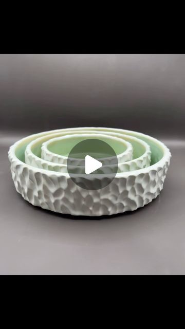 Lee Macleod Ceramics on Instagram: "This set of nesting  bowls works great for serving appetizers or snacks and they’re fun to make!  I love the green glaze 😍#pottery #potterystudio #ceramicart #nestingbowls #avocadogreen" Pottery Nesting Bowls, Ceramic Carving, Glaze Pottery, Nesting Bowls, June 16, Avocado Green, Pottery Studio, Art Stuff, Ceramic Art