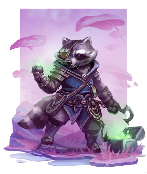 ArtStation - Raccoon Adventurer Theme Instagram, Raccoon Art, Character Design Challenge, Pathfinder Character, Dungeons And Dragons Classes, Fantasy Races, Fantasy Images, Dnd Art, D&d Dungeons And Dragons