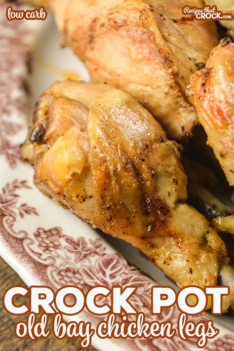 These Crock Pot Old Bay Chicken Legs are flavorful, low carb and incredibly simple to make! Everyone will be asking you for this recipe and won't believe you when you tell them how easy it is! Old Bay Chicken, Bbq Chicken Legs, Bbq Chicken Crockpot, Chicken Leg Recipes, Chicken Crockpot, Stove Top Recipes, Chicken Breast Recipes Healthy, Instant Pot Recipes Chicken, Pot Roast Recipes