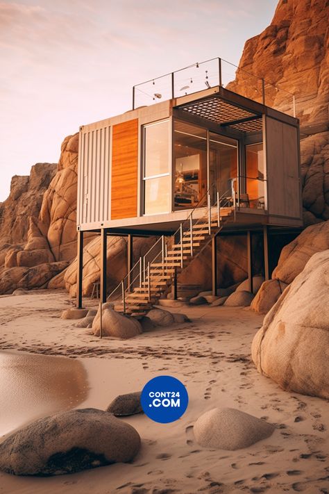 Container Resort, Container House Interior Design, Karoo House, Airbnb Cabins, Cargo Home, Smart Houses, House Interior Design Ideas, Container House Interior, Rustic Beach House