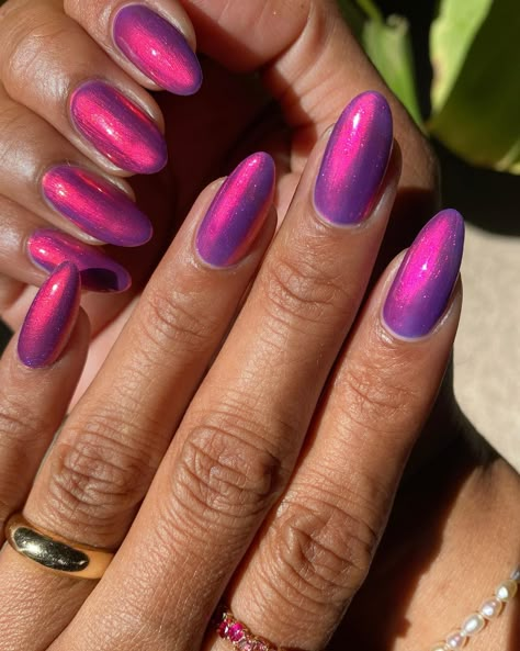 Posted by Zoe Scott: Welcome to my world of color and creativity, where today we're diving into the charming realm of pink and purple nails! If you're anything like me, yo... Fuschia Purple Nails, Magnetic Purple Nails, Vibrant Purple Nails, Pink And Purple Chrome Nails, Pink And Purple Cat Eye Nails, Purple Magenta Nails, Magenta Glitter Nails, Two Tone Purple Nails, Purple Pink Chrome Nails