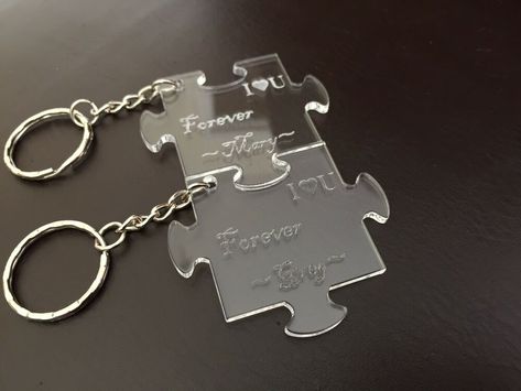 Personalised Acrylic Laser Engraved puzzle keyring Love Valentines Anniversary  | eBay Acrylic Signage, Personalized Puzzles, Laser Engraved Ideas, Keychain Ideas, Valentine Anniversary, Bts Merch, Acrylic Designs, Diy Keychain, Cute Charms