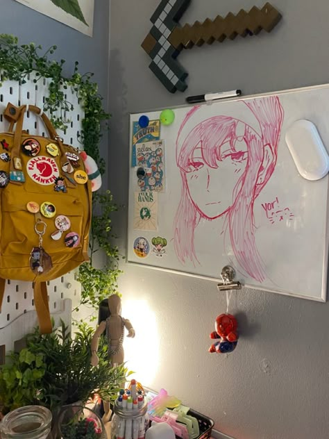 Whiteboard Bedroom, Whiteboard Ideas Bedroom Aesthetic, Cute Whiteboard Ideas Bedroom, Whiteboard Ideas Bedroom, Whiteboard Ideas, Anime Bedroom Ideas, Whiteboard Art, Pinterest Room, Diy Room Decor For Teens