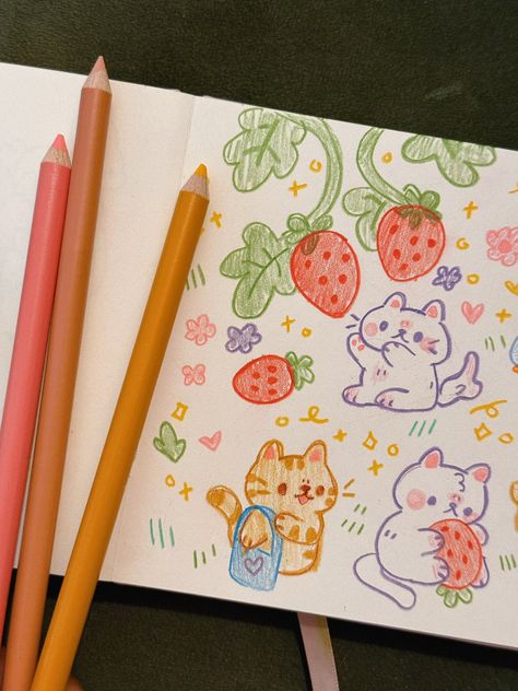 Cute Icons To Draw, Coloring Drawing Ideas, Color Pencil Sketchbook Ideas, Posca Marker Drawings, Cute Drawings With Color, Doodle Journal Pages, Art Journal Inspiration Ideas Creative, Colorful Pen Art, So Cute Drawings