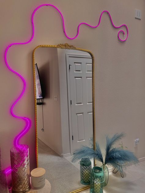 Strip Lights Bathroom, Govee Led Rope Ideas, Led Lights Aesthetic Room, Rope Lights Bedroom, Content House, Ballin On A Budget, Neon Rope, Lights For Bedroom, Beauty Room Decor