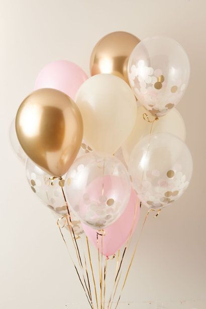 Ideas Aniversario, Pretty Balloons, Bubblegum Balloons, Bridal Shower Decorations Diy, Bridal Shower Balloons, Glitter Candles, Pink Confetti, Gold Bridal Showers, Confetti Party