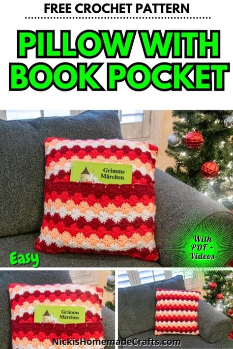 Mystery Crochet, Cool Advent Calendars, Crochet Pillow Cases, Cute Crochet Ideas, Book Pocket, Neck Roll Pillow, Pillow Covers Pattern, Last Minute Gift Ideas, Crochet Christmas Gifts