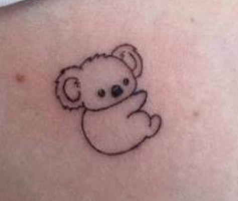 Simplistic Animal Tattoo, Panda And Koala Tattoo, Simple Koala Tattoo, Koala Bear Tattoo, Unique Tattoos Black Women, Koala Tattoo, Bear Tattoo, Small Hand Tattoos, Face Tattoos