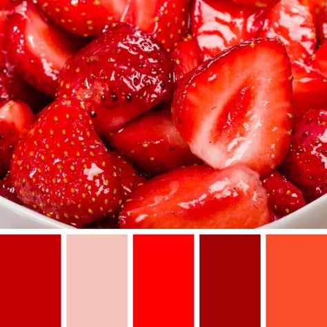 Color Palette Strawberry, Fruit Palette, Corn Moon, Color Seasons, Strawberry Glaze, Strawberry Color, Food Inspired, Blue Corn, Oc Ideas