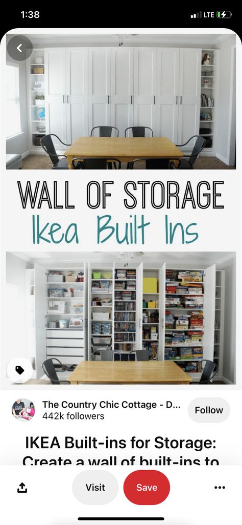 Pax Toy Storage, Ikea Storage Cabinets, Ikea Built In, Ikea Wardrobe, Country Chic Cottage, Toy Room, Billy Bookcase, Playroom Storage, Ikea Storage