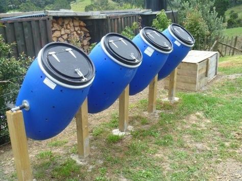 composting. would have to paint them, these are really ugly haha Composting 101, Compost Tumbler, Diy Compost, Composting At Home, Organic Compost, Garden Compost, Veg Garden, Landscape Designs, Composting